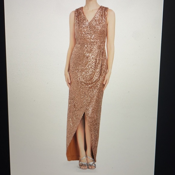 Calvin Klein gold sleeveless formal dress 🤩 - Picture 1 of 9